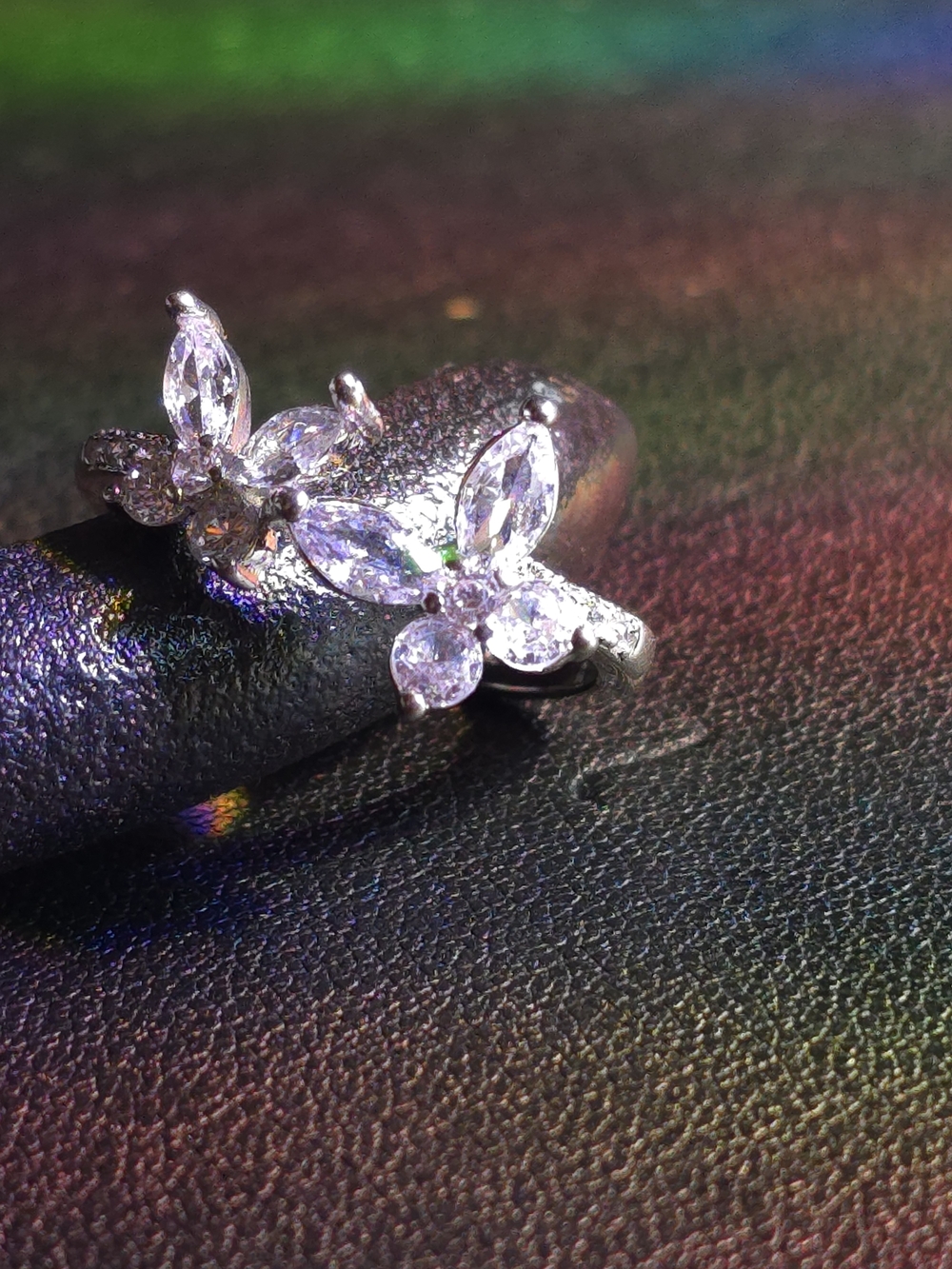 ✨ Clear Quartz Butterfly Adjusjustable Copper Butterfly Crystal Ring